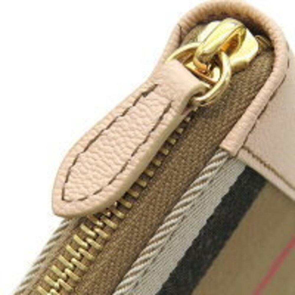 Burberry Round Wallet Check Beige Zip Canvas Mega - Picture 7 of 14